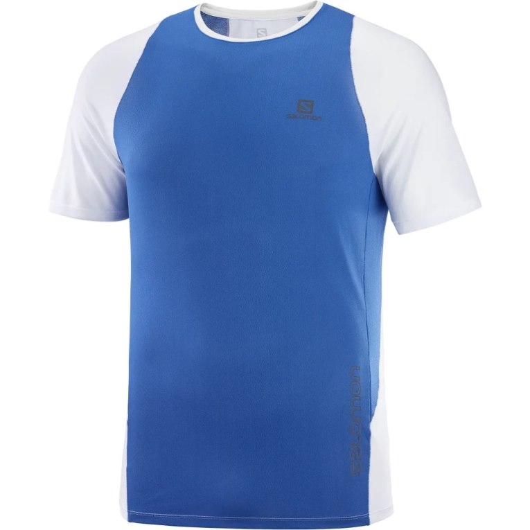 Salomon Sense Aero Short Sleeve Men's T-Shirts Blue / White | CA 49U86